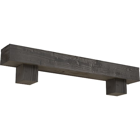 Kit W/ Alamo Corbels, Aged Cedar, 6H  X 6D X 60W Sandblasted Faux Wood Fireplace ManteL